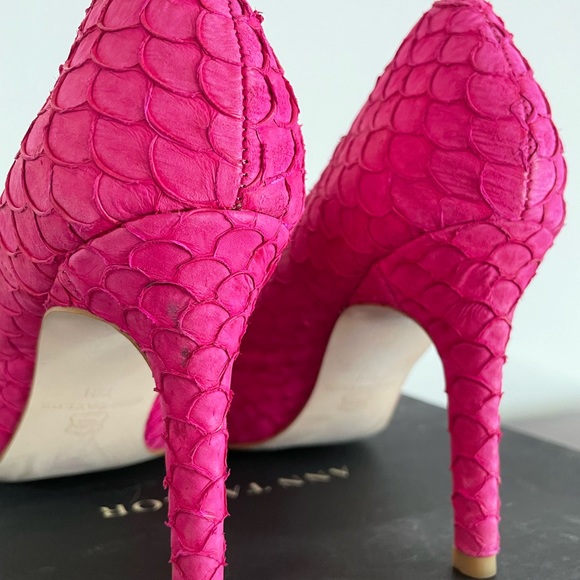 Ann Taylor OE Perfect Exotic Faux Snakeskin Pumps In Fuchsia/Pink Size US 7.5 - Picture 4 of 9